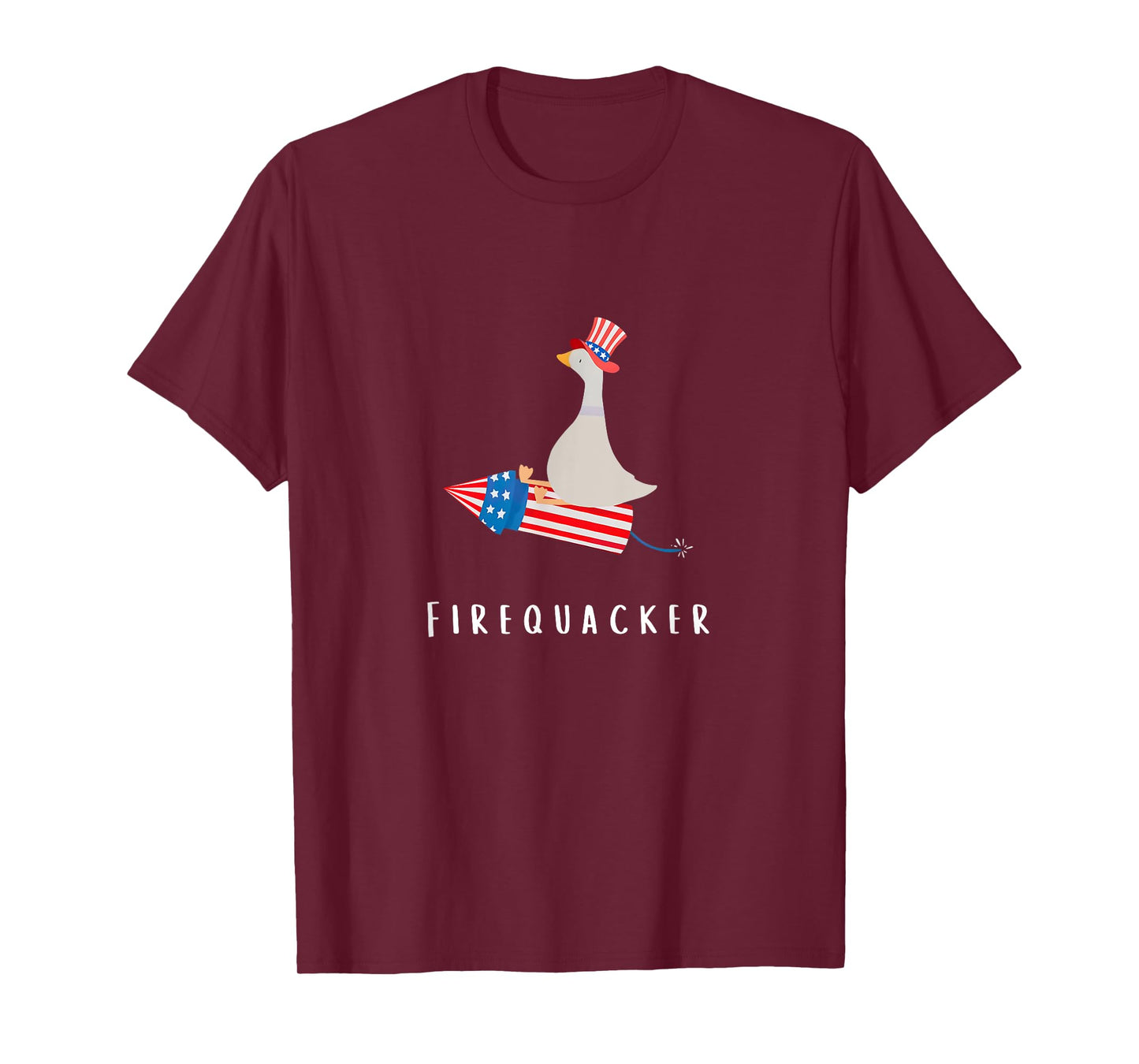 Funny Goose Fourth Of July Firequacker Independence Day T-Shirt