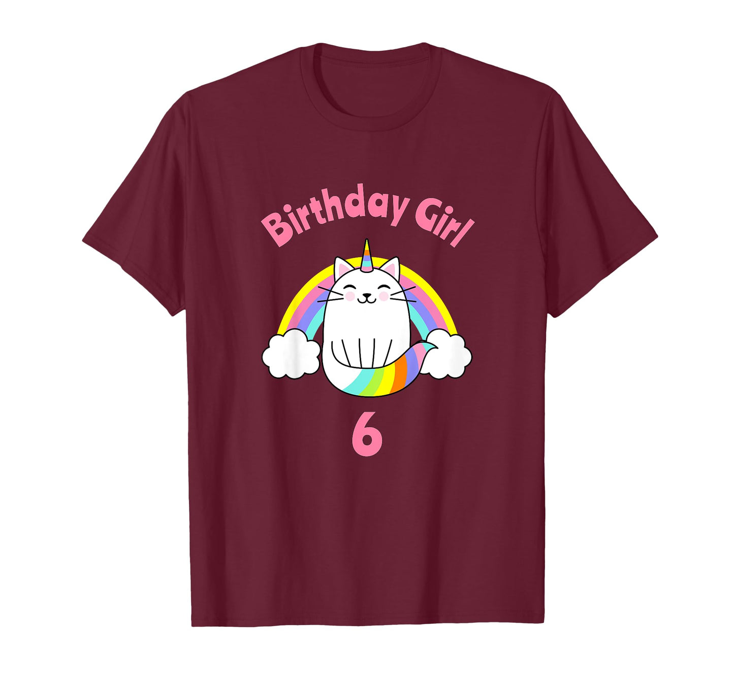 Kids 6th Birthday Shirt Girl Caticorn Sixth Cat Six Outfit T-Shirt
