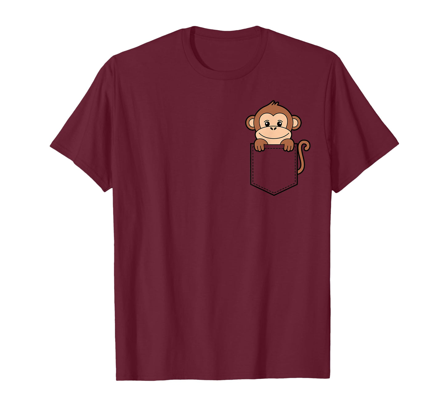 Boys Girls Toddler Cute Zoo Animal Monkey Pocket for Kids T-Shirt