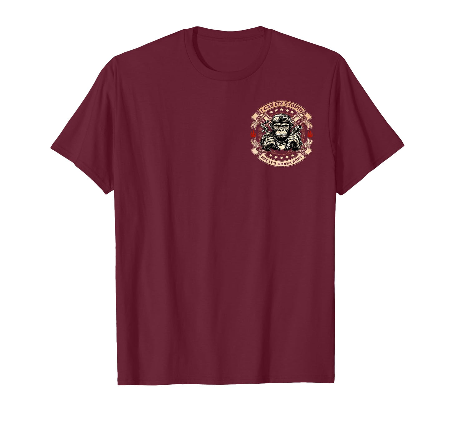 (2 sided) I Can Fix Stupid But It's Gonna Hurt Monkey Funny T-Shirt