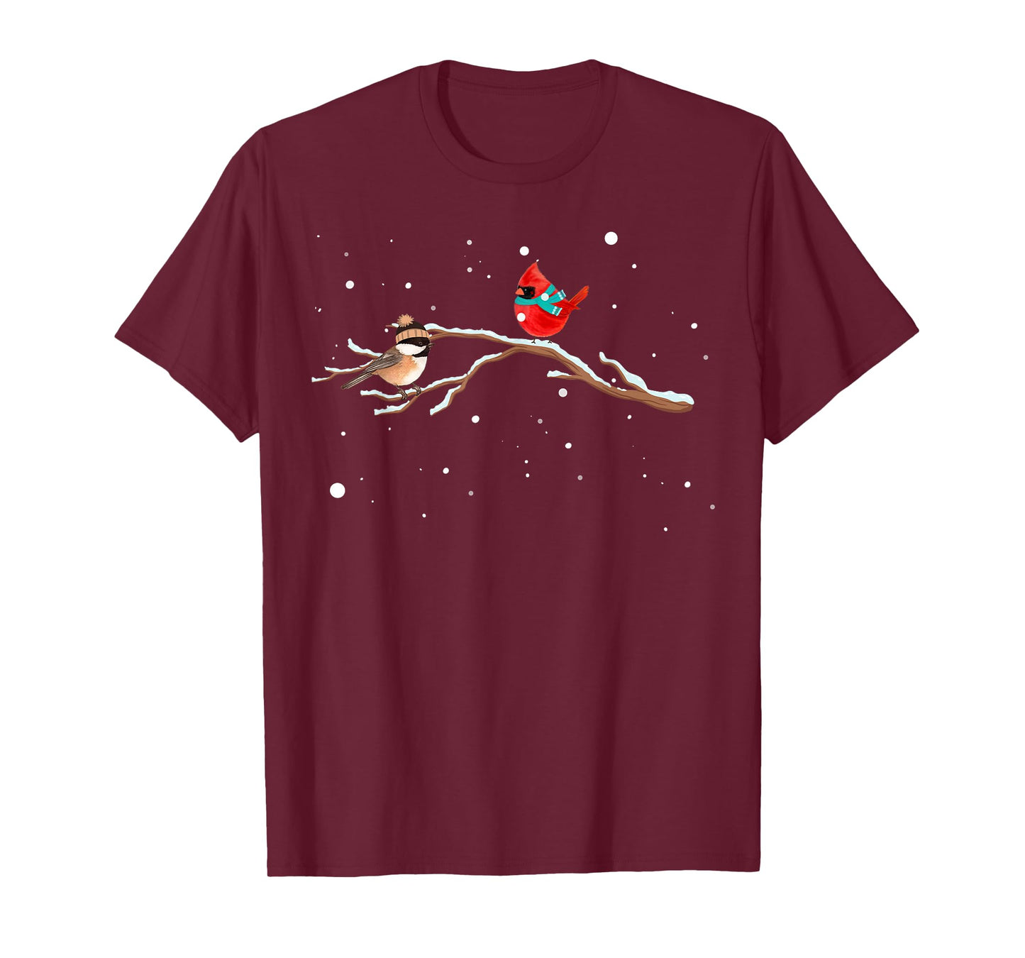 Chickadee & Cardinal Birds Winter Snow T-Shirt