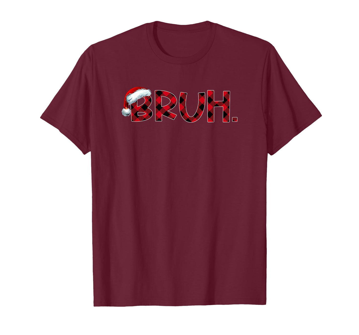 Bruh Funny Christmas Plaid Teens Boys Kids Xmas Pajamas T-Shirt