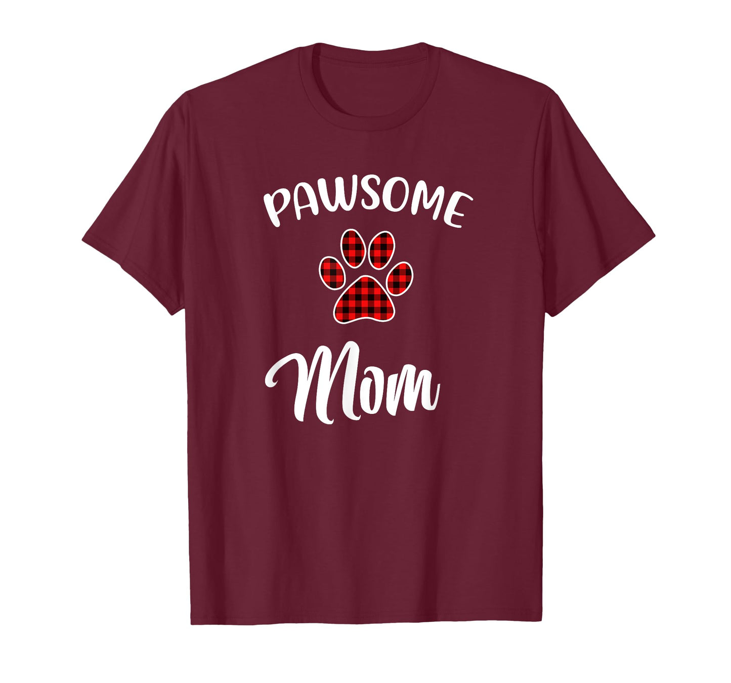 Dog Mom Paw Print Red Buffalo Plaid Matching Pajama Men Women T-Shirt