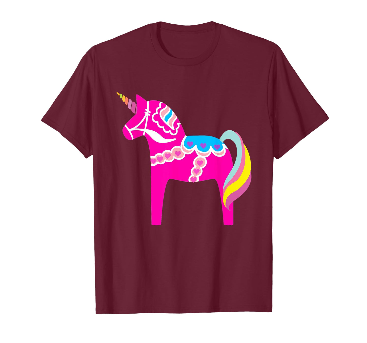 Pink Dala Horse Unicorn Swedish Dalecarlian Horse T-Shirt