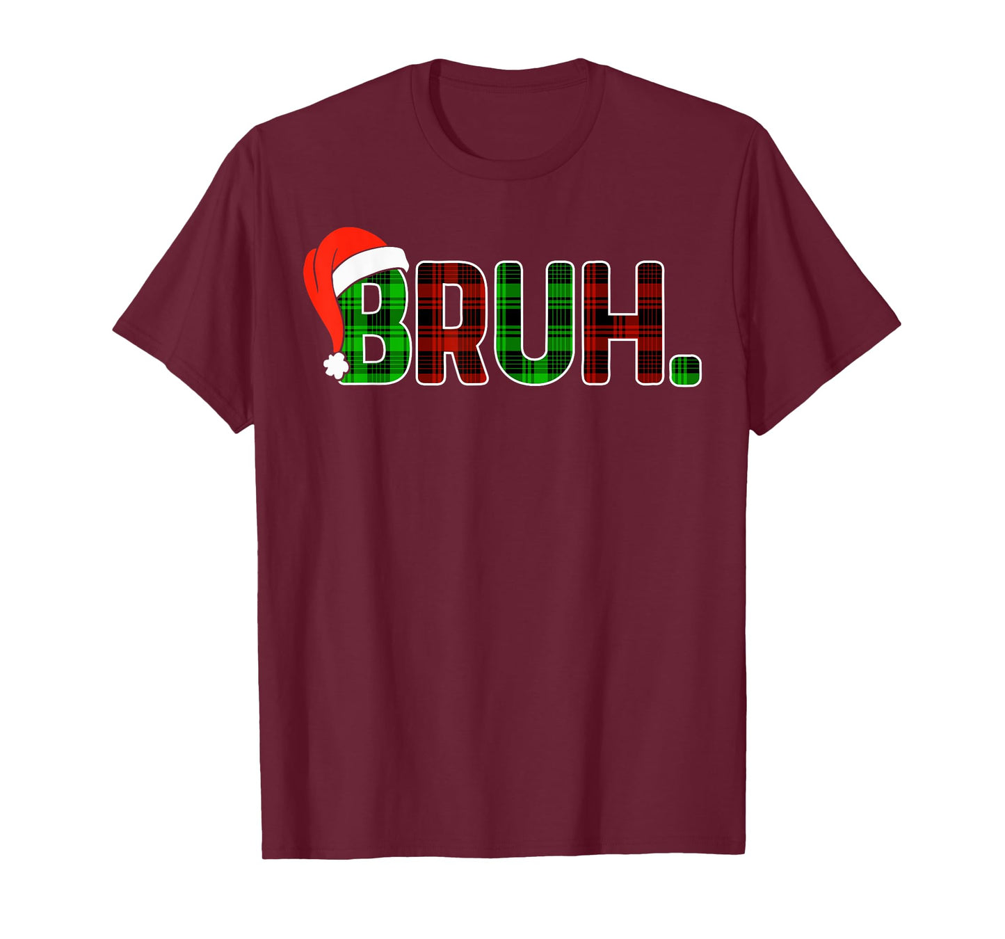 Bruh Funny Christmas Buffalo Plaid Boys Kids Pajamas Xmas T-Shirt