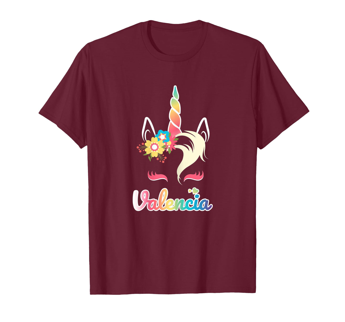 Rainbow Unicorn Valencia apparel Custom Name Gift for girls T-Shirt