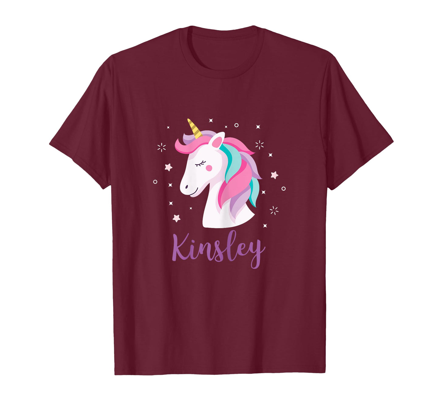 Cute Kinsley Unicorn Personalized Name Girls Gifts T-Shirt