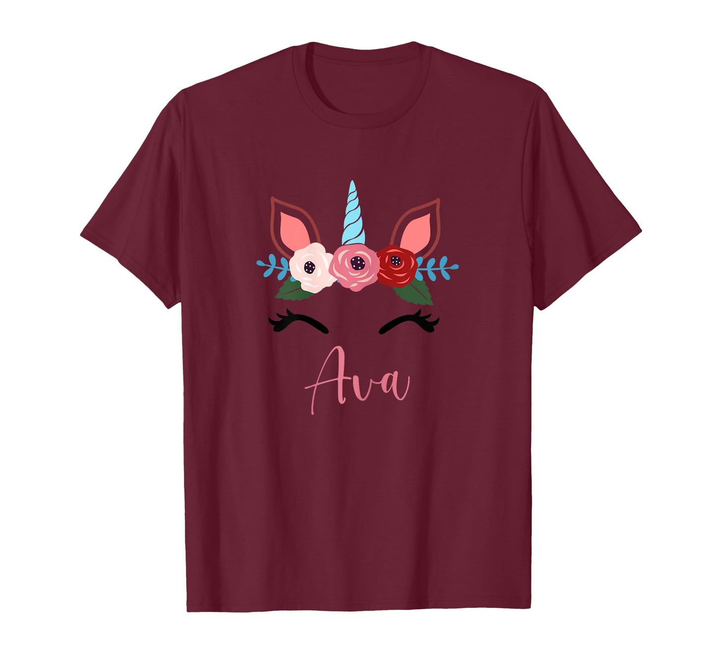 Cute Ava Magical Floral Unicorn For Girls T-Shirt