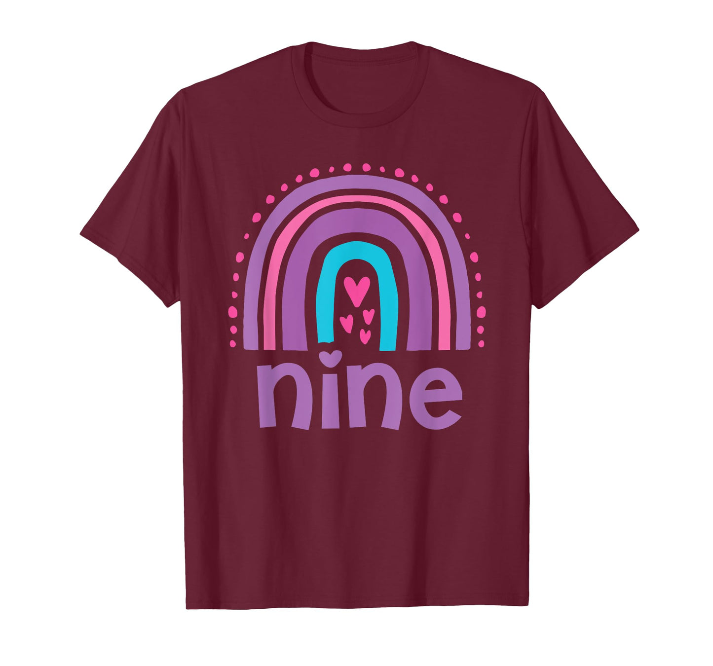 Girl's 9th Birthday Boho Rainbow Nine 9 Years Old Colorful T-Shirt