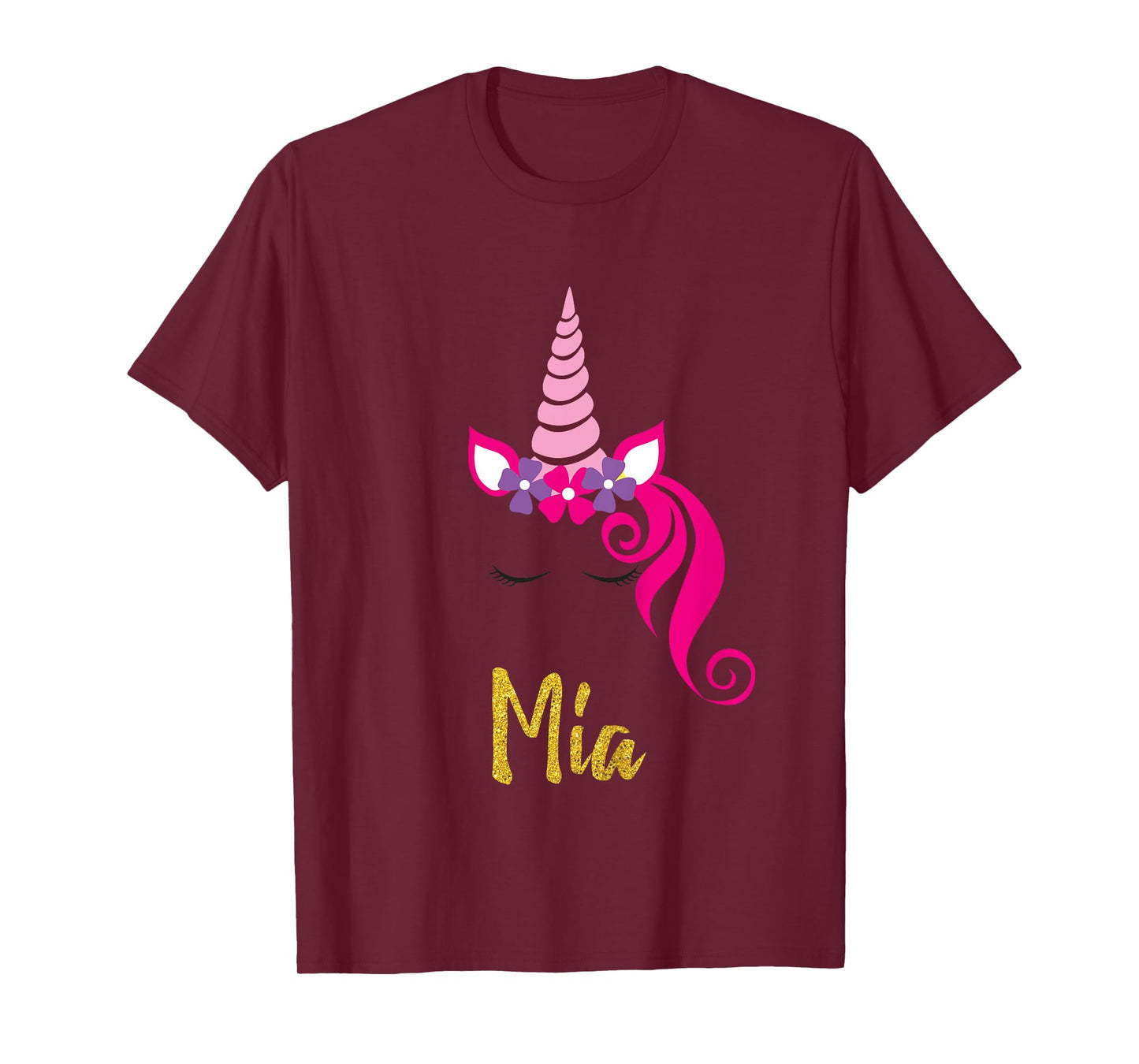 Kids Mia Unicorn Shirt Girls Personalized Name Mia Gift T-Shirt