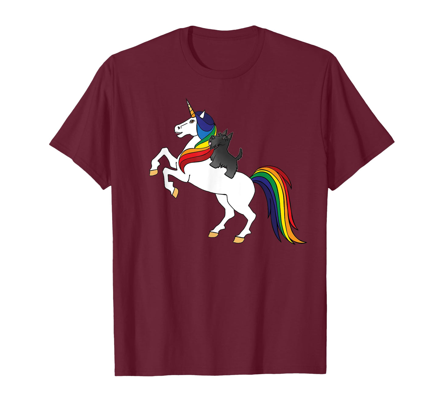 Cute Kid Girls Womens Rainbow Unicorn Scottish Terrier Lover T-Shirt