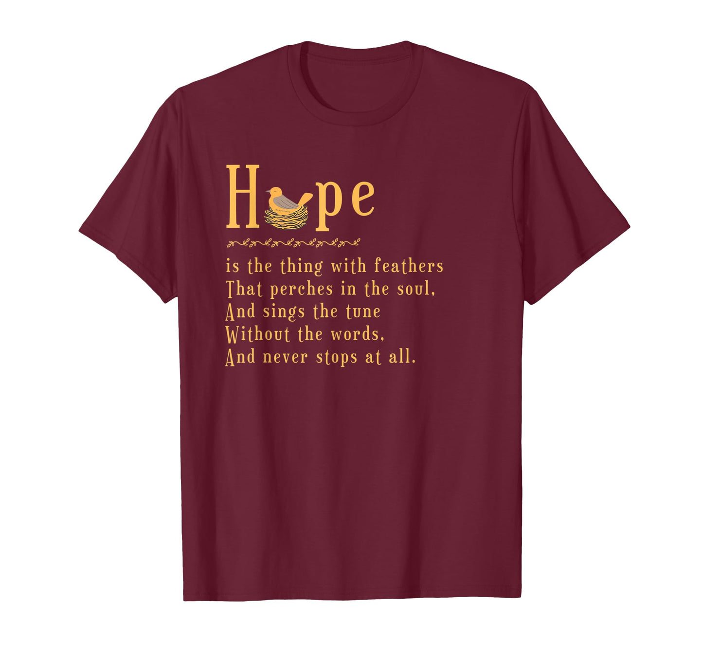 Emily Dickinson Hope is The Thing With Feathers Bird Nest T-Shirt