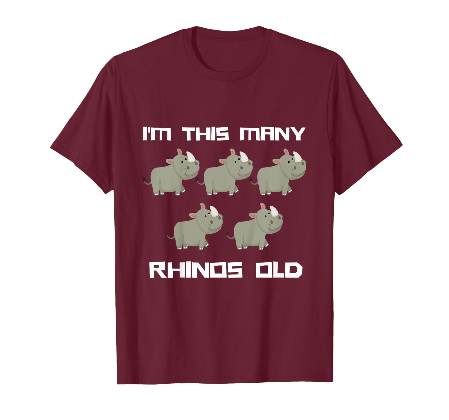 I'm This Many Rhinos Old - Rhino 5th Birthday 5 Years Old T-Shirt