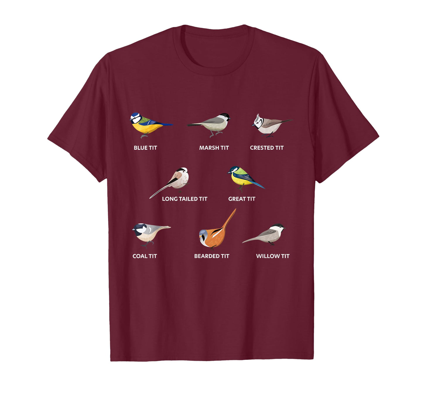Collection of tit birds Blue tit, great tit & more (Gift) T-Shirt