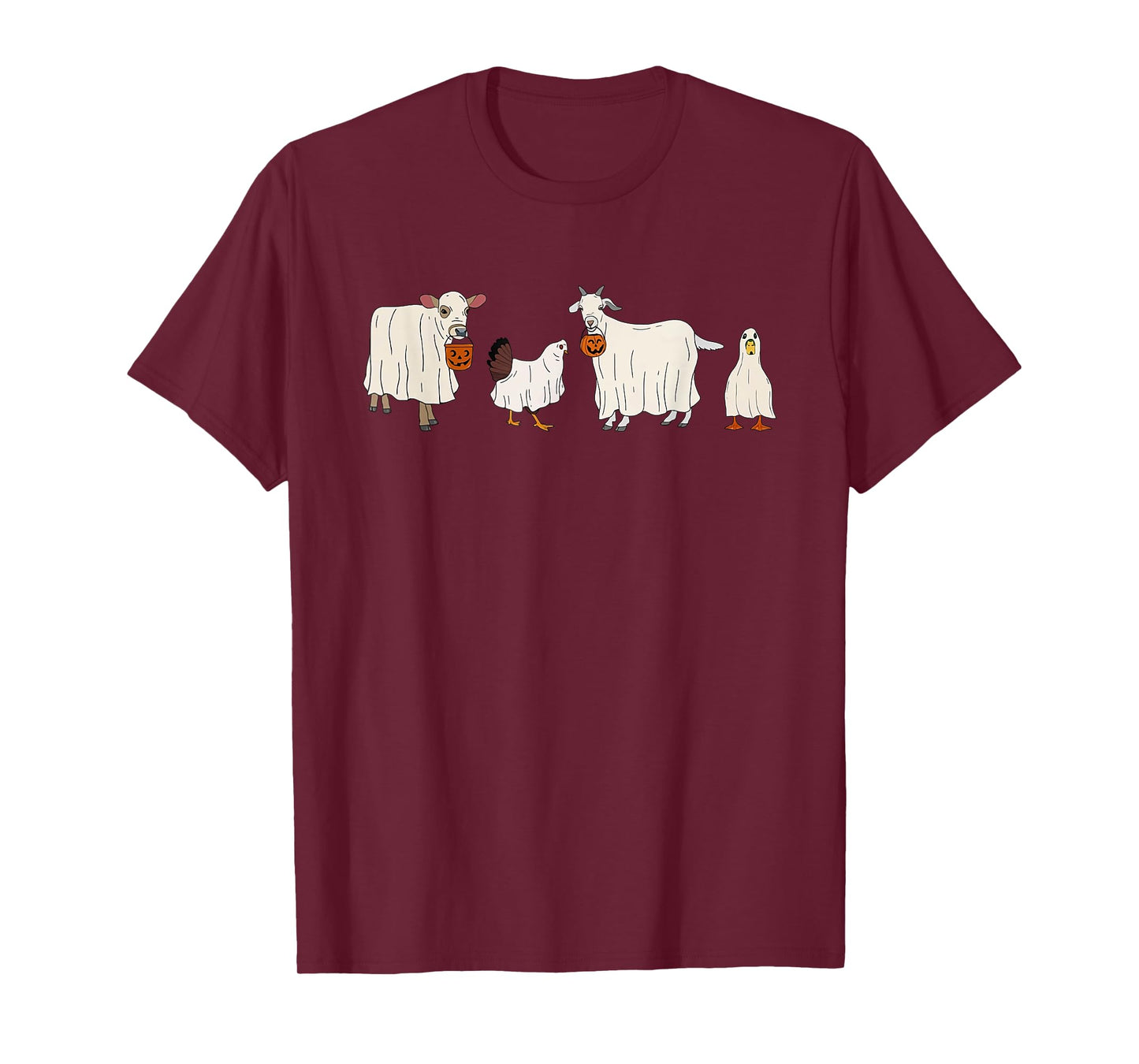 Funny Ghost Cow Halloween Farm Animals Pumpkin Spooky Season T-Shirt