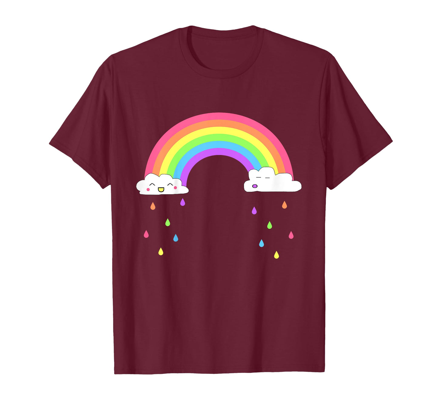 Kids Smiling Happy Rainbow Raining Clouds Cute T-Shirt for Girls T-Shirt