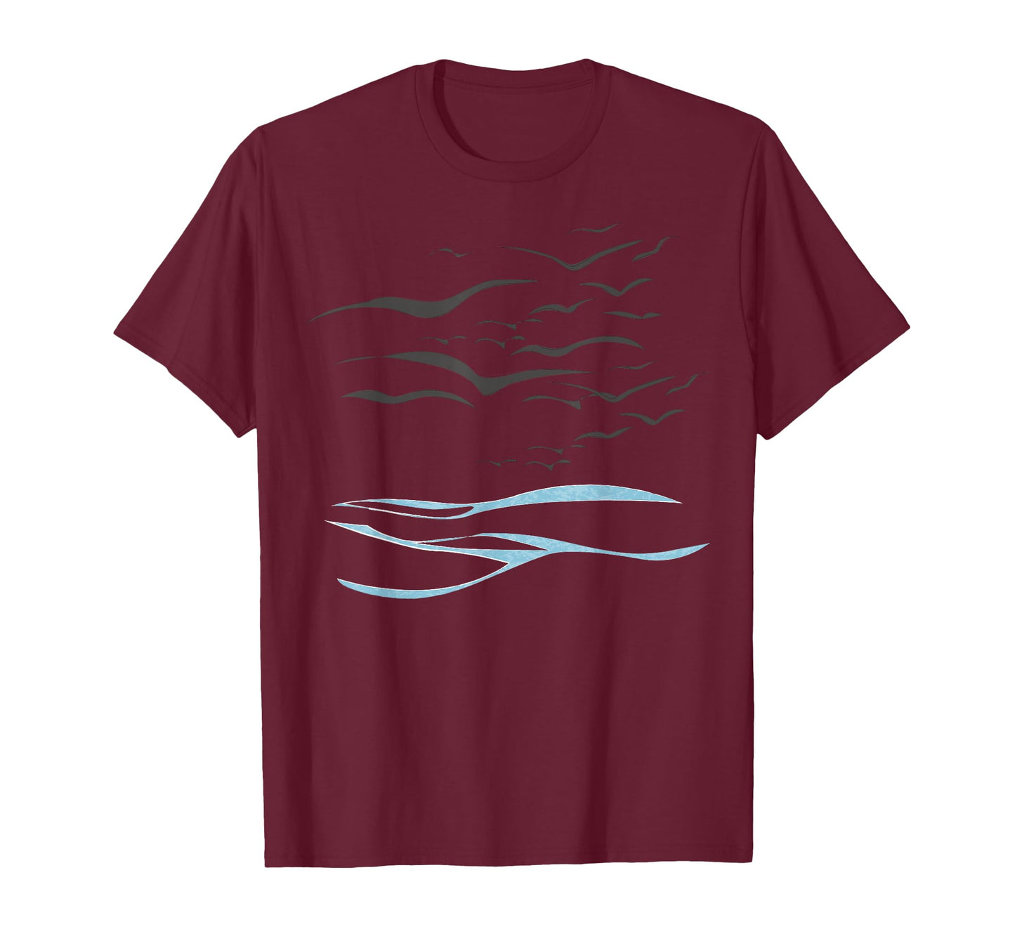 Flying Birds and Ocean Waves Relaxation Graphic Tee T-Shirt