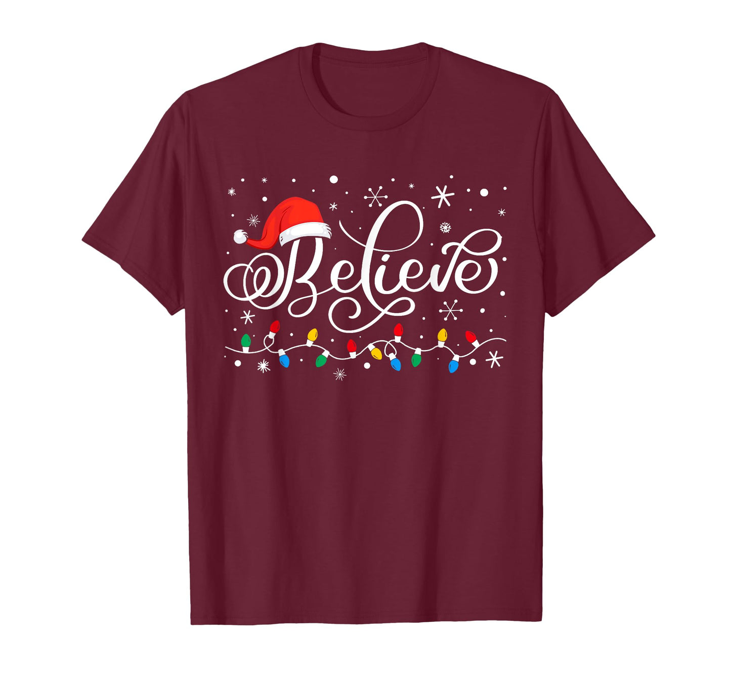 Funny Christmas Believe Santa Claus Christmas Men Women Kids T-Shirt