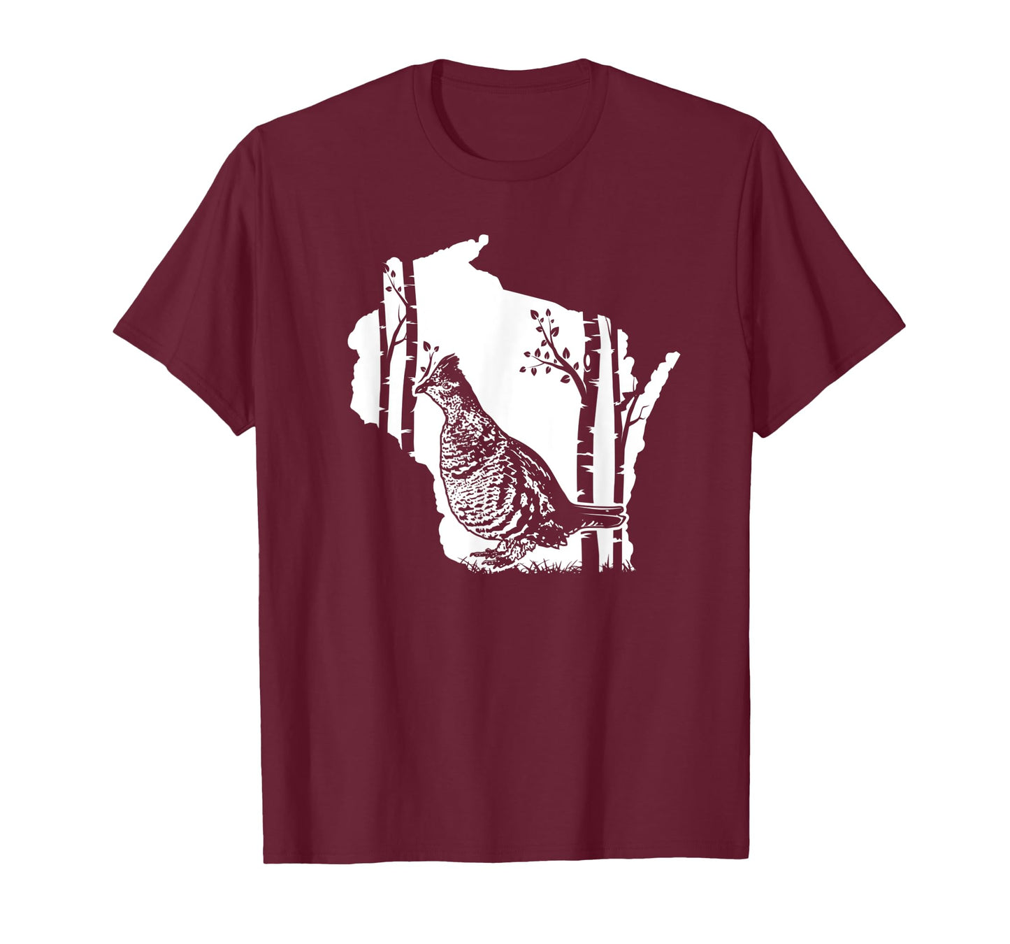 Hunting Partridge Grouse- Wisconsin map Bird Hunter T-Shirt
