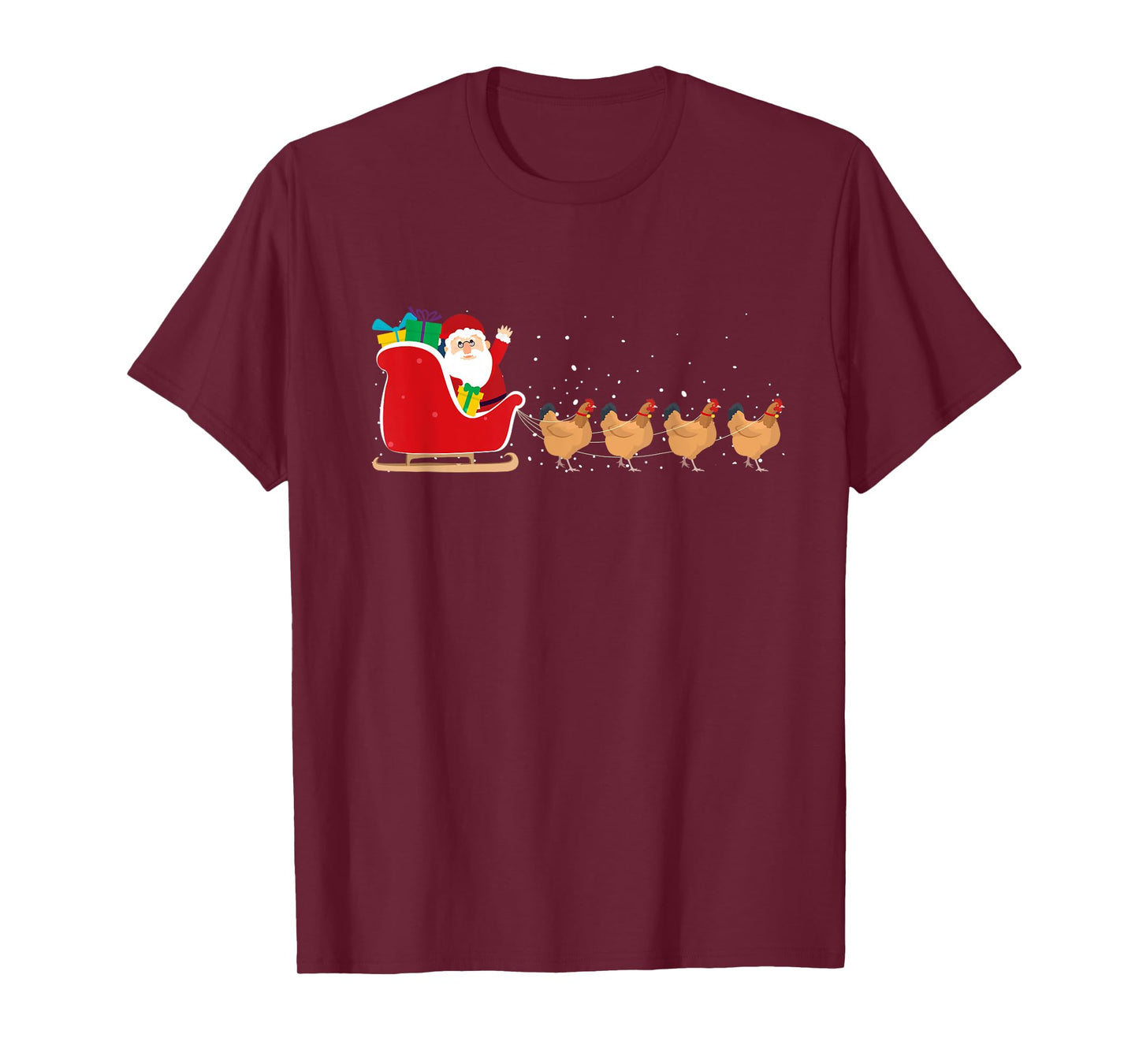 Chicken Santa Christmas Sleigh - Funny Chicken Xmas T-Shirt
