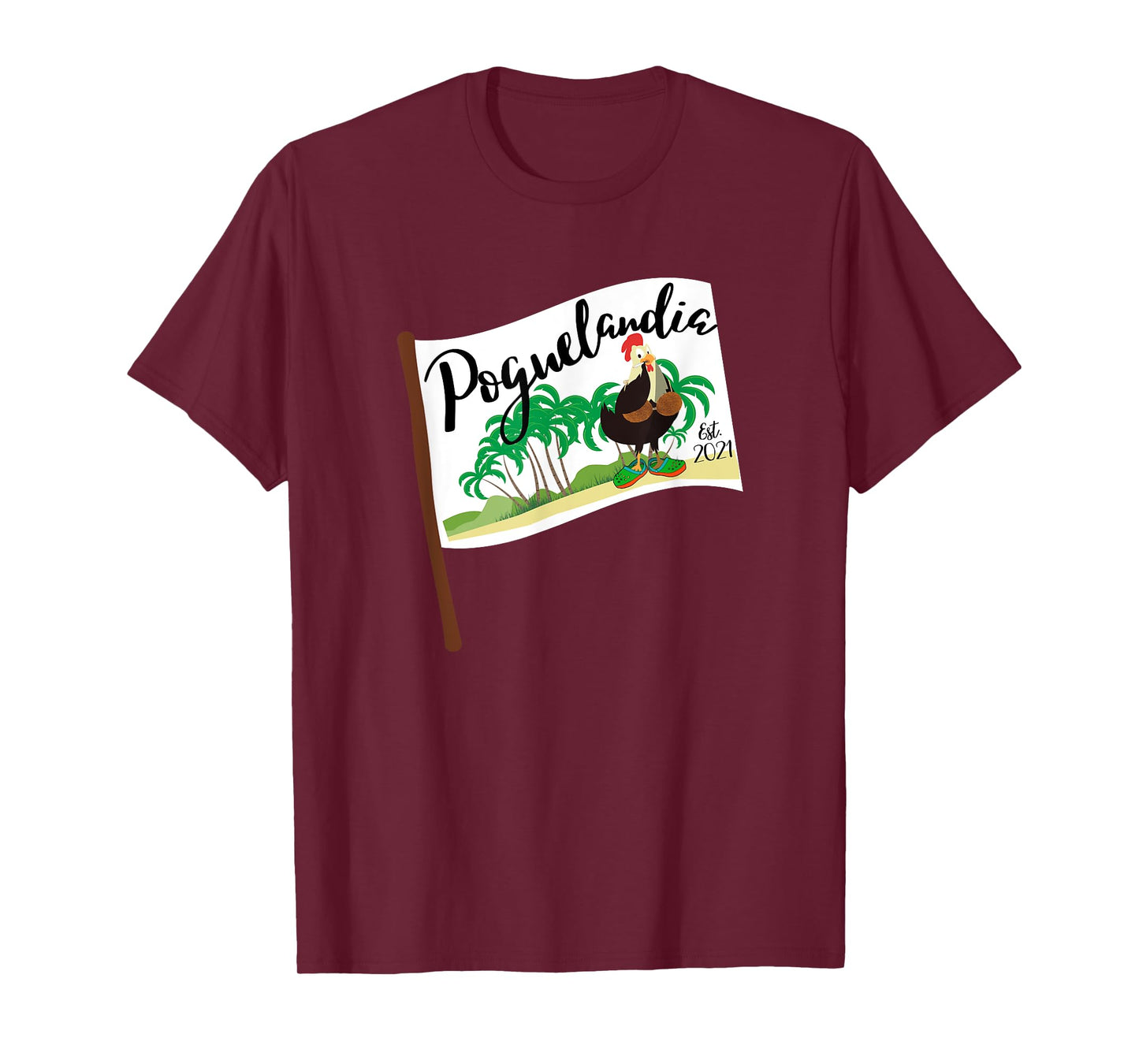 Bliss and Co. Tees Poguelandia Flag with Chicken in Coconut Bra Grey Women's T-Shirt Small