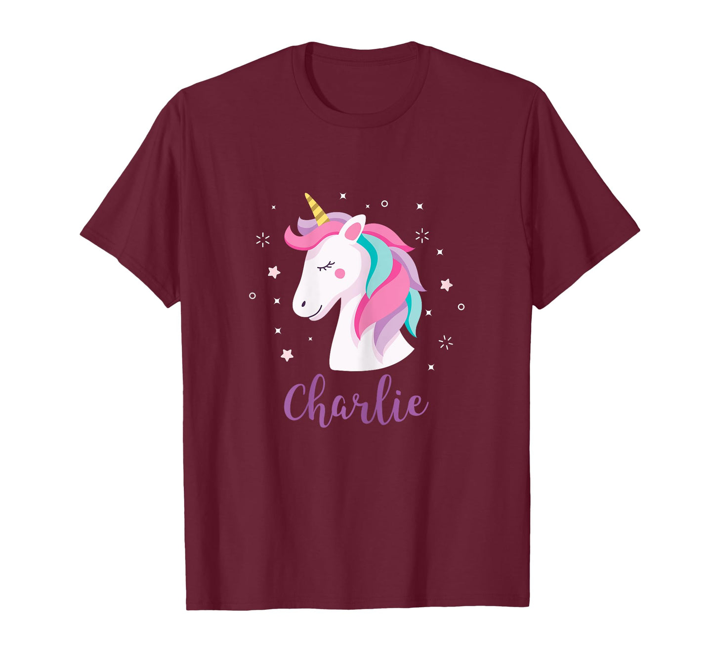 Cute Charlie Unicorn Personalized Name Girls Gifts T-Shirt