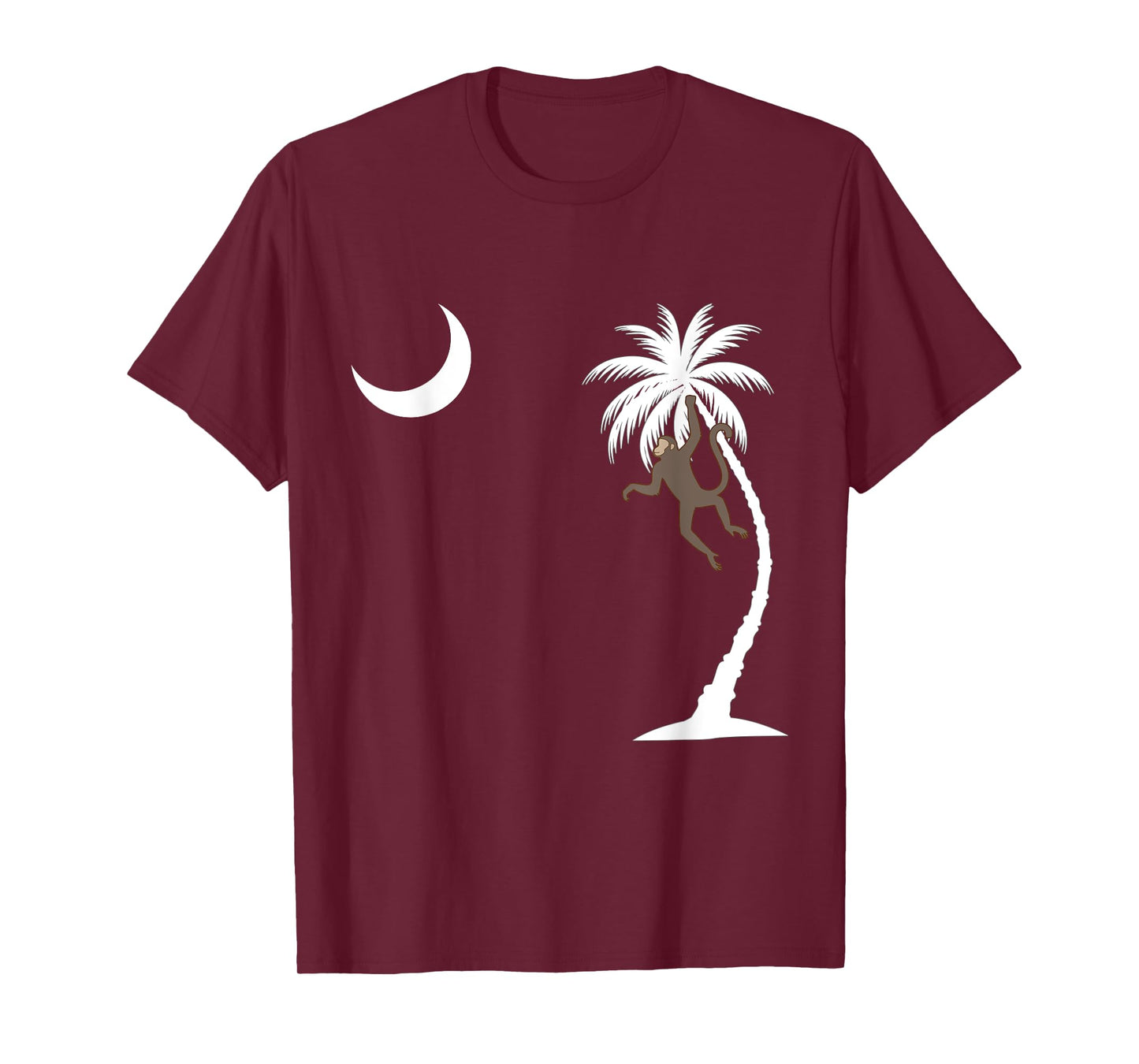 Monkey in a Palm Tree looking at a crescent moon SC Flag T-Shirt