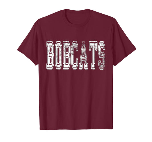 Bobcats Mascot Distressed Vintage School Sports Name Fans T-Shirt