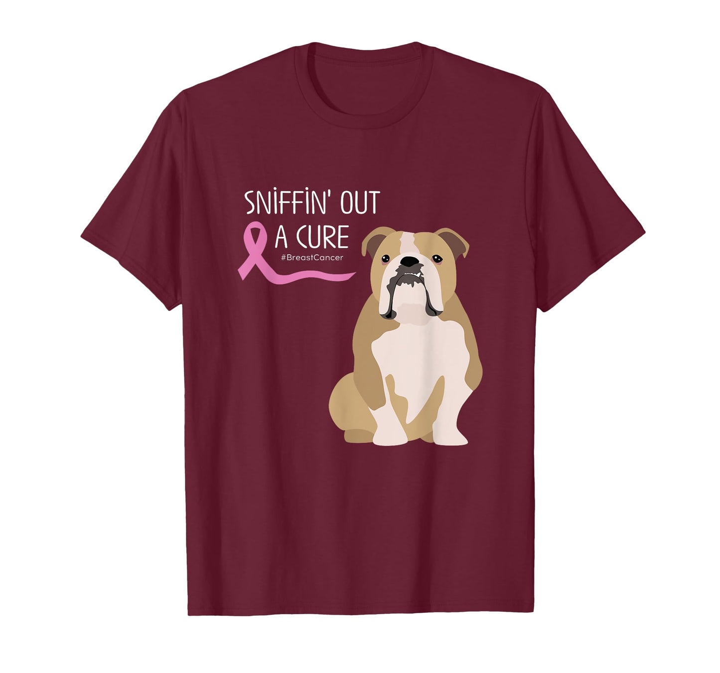 English Bulldog Dog Lover Breast Cancer Awareness T-Shirt