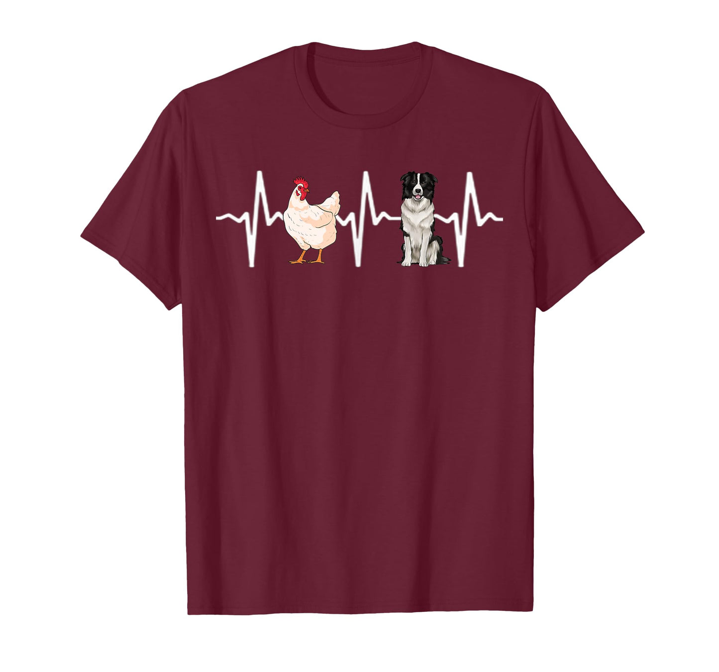 Hen Chicken Border Collie Heartbeat Dog Lover T-Shirt