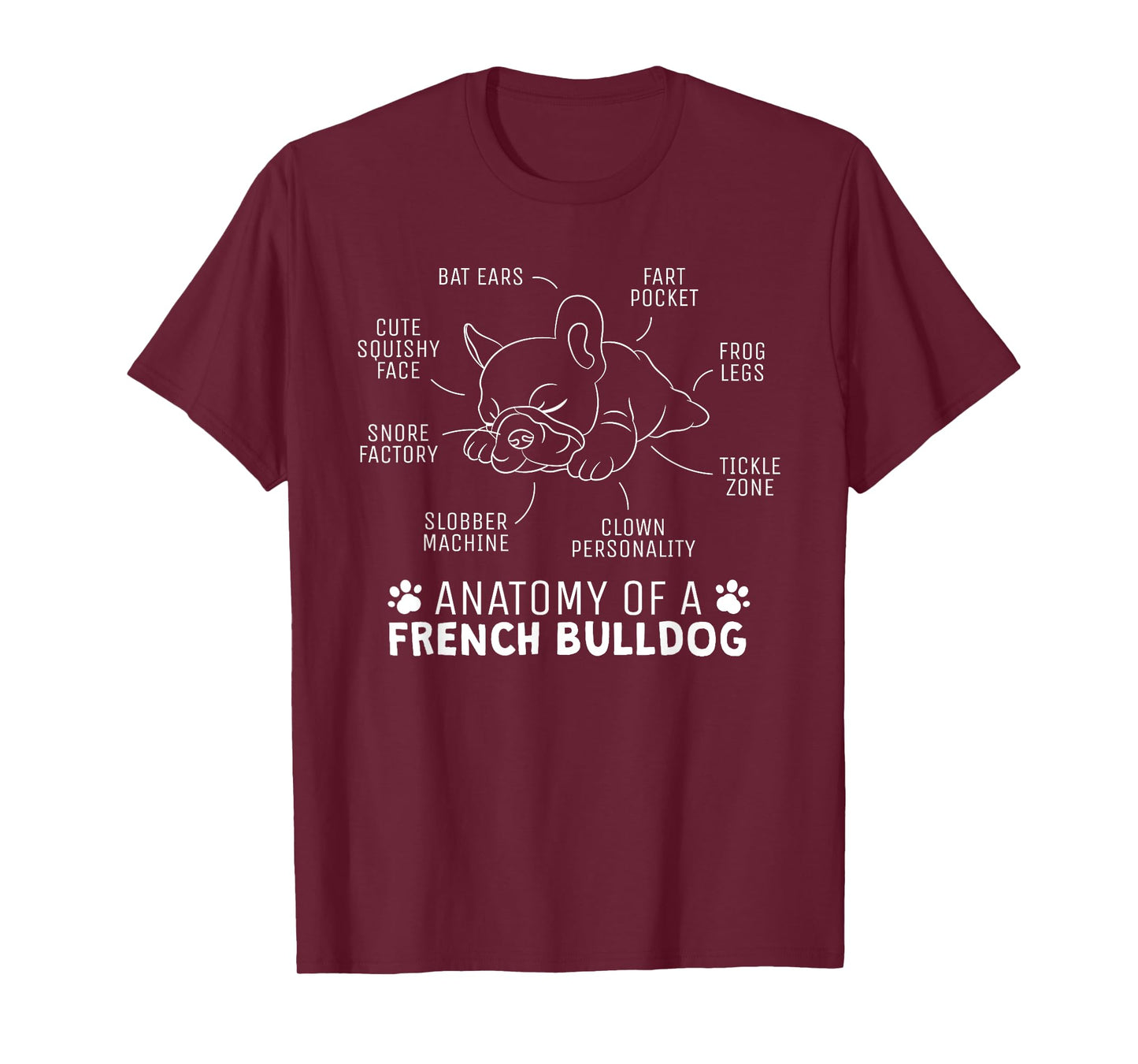 Funny Frenchie Clothes Gift - Anatomy Of A French Bulldog Men Women Girls Kids T-Shirt