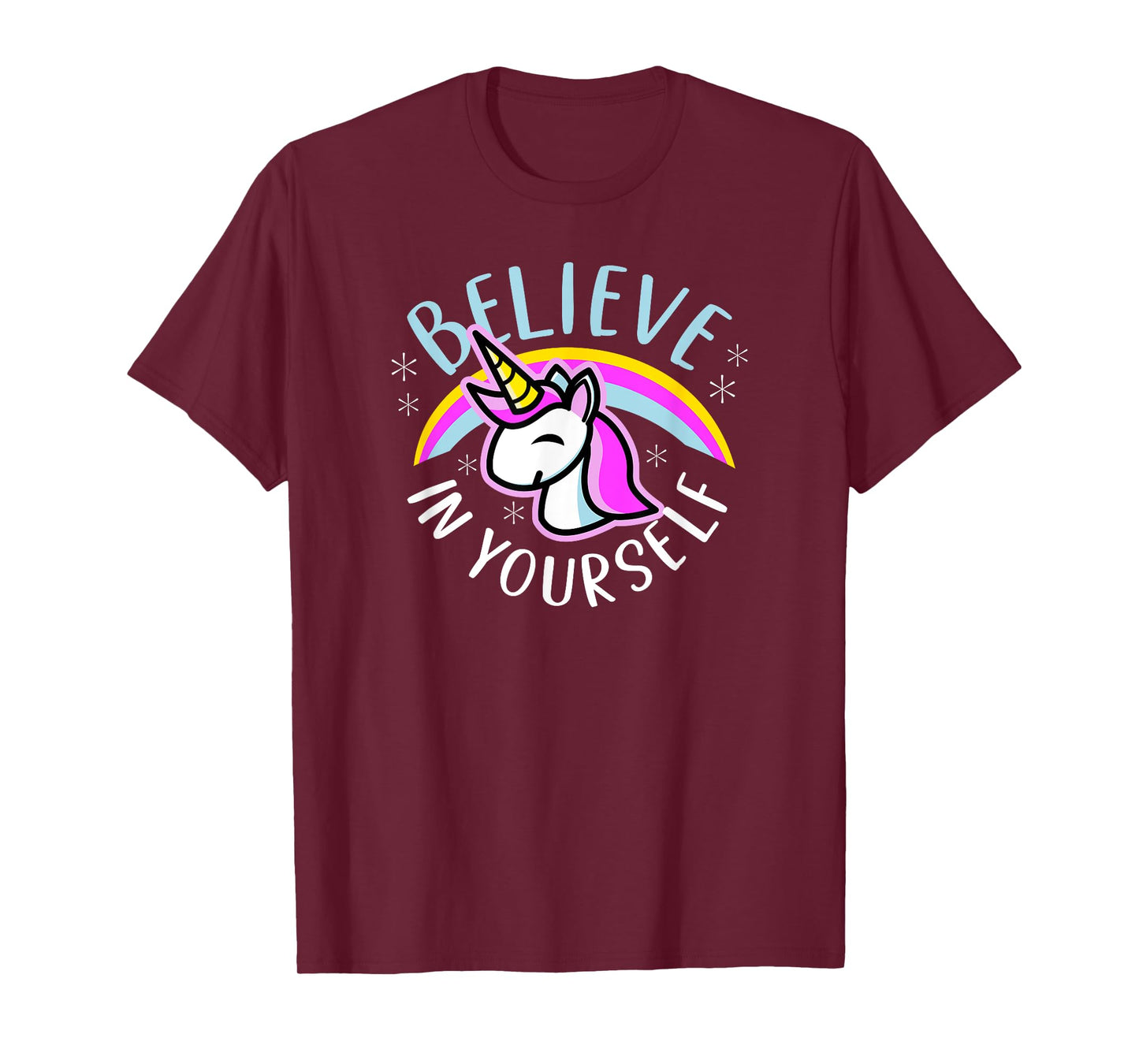Believe In Yourself - Cute Kawaii Unicorn Rainbow T-Shirt