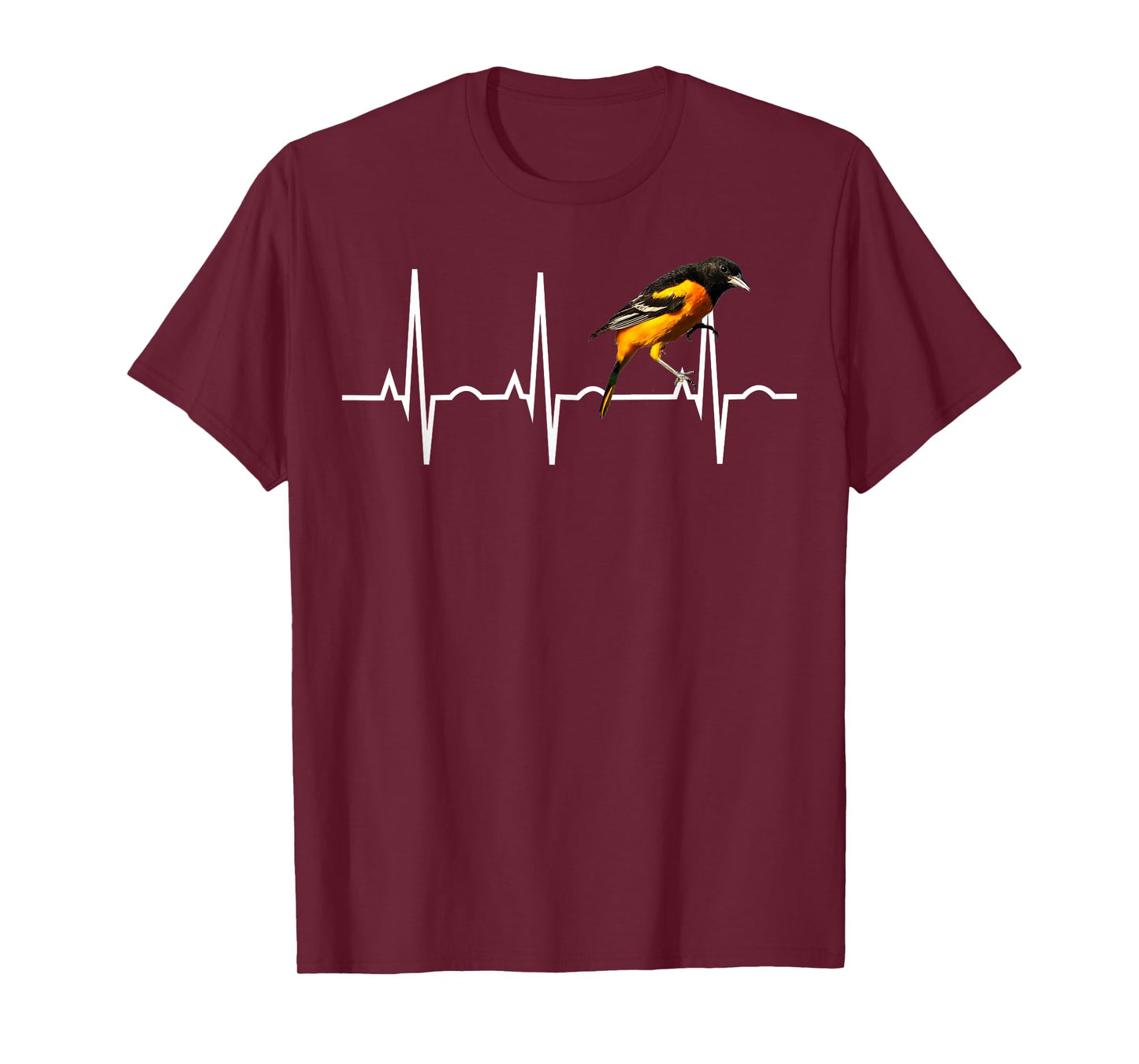 Oriole Shirt for Birders - Baltimore Oriole Heartbeat Tee T-Shirt