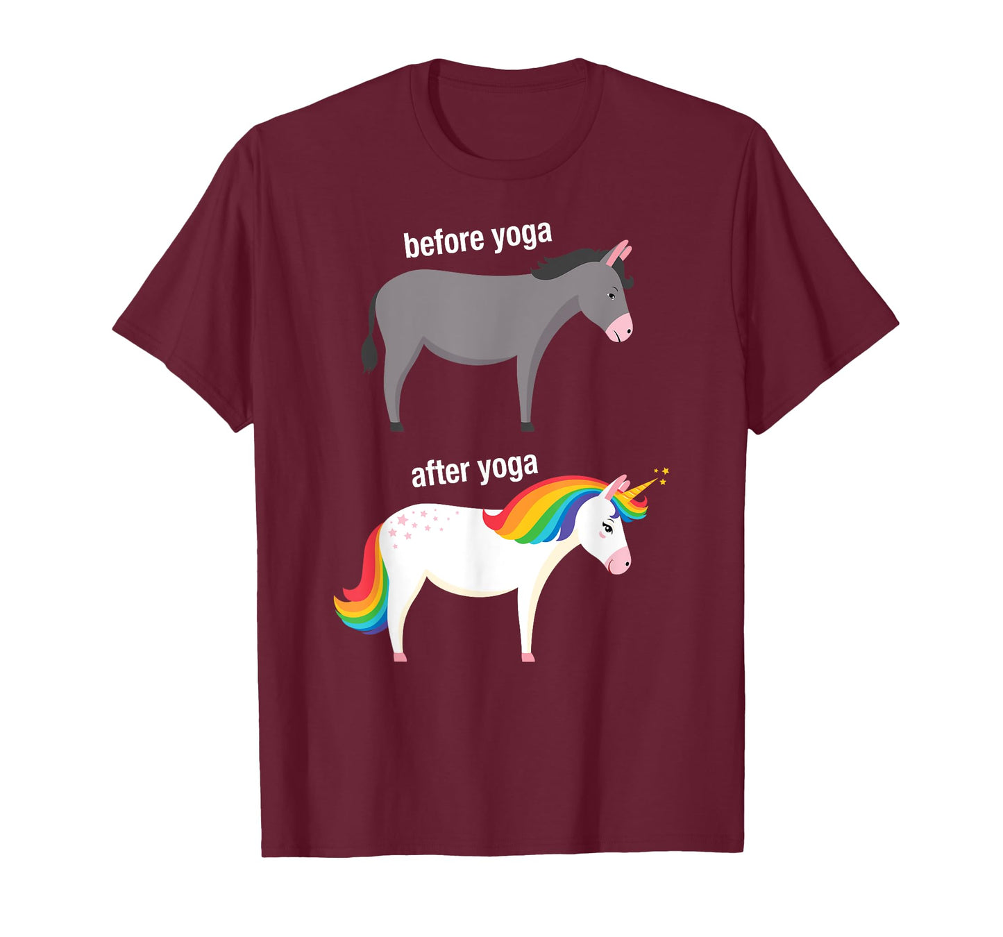 Before and After Yoga Funny Unicorn illustration Design T-Shirt