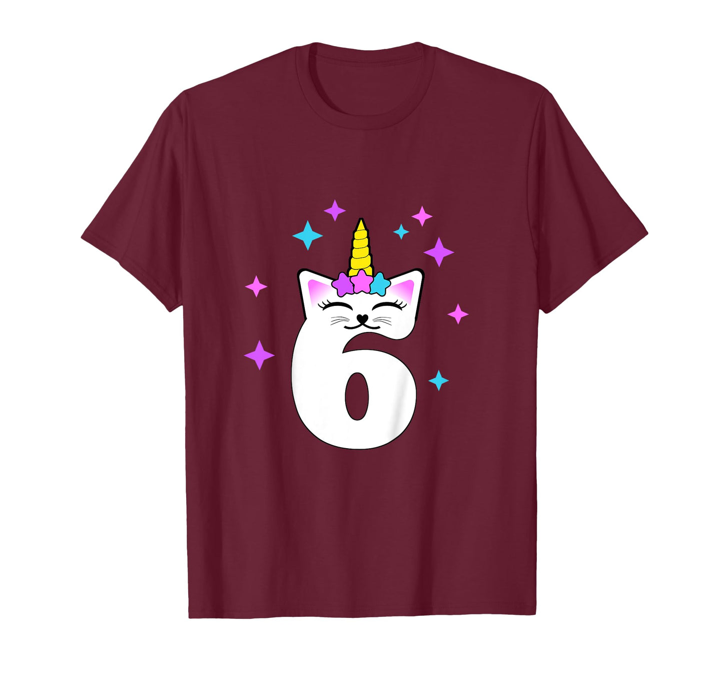 6 Year Old Cat Unicorn Caticorn 6th Birthday Party Girls T-Shirt