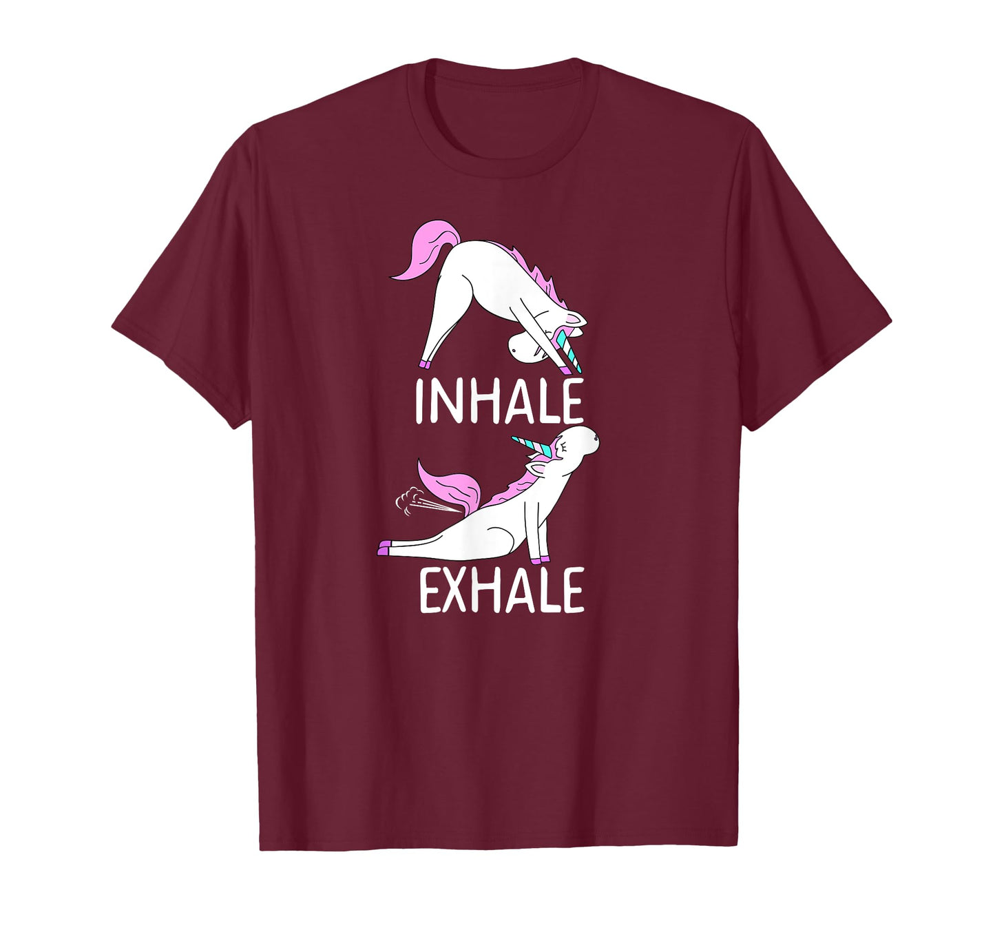 INHALE EXHALE Funny Farting Unicorn Yoga Meme T-Shirt