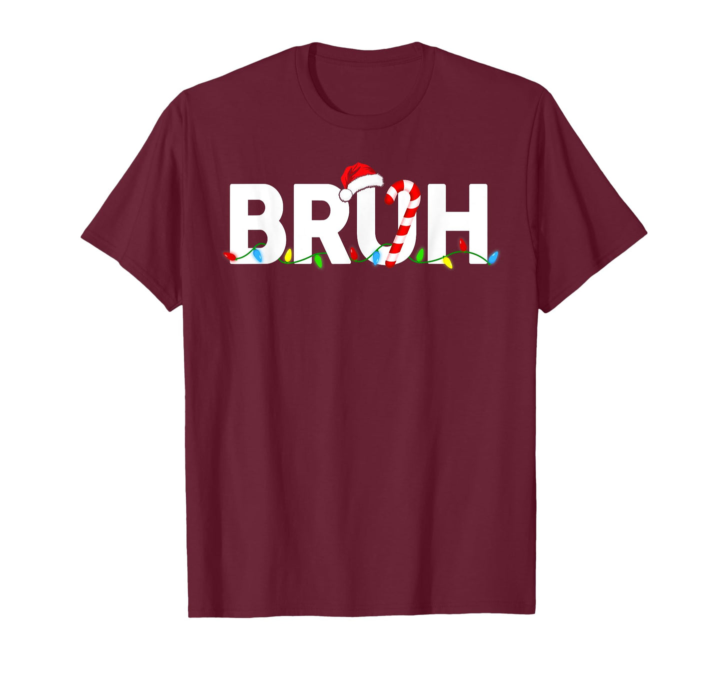 Bruh Funny Christmas Lights Teens Boys Kids Xmas Pajamas T-Shirt
