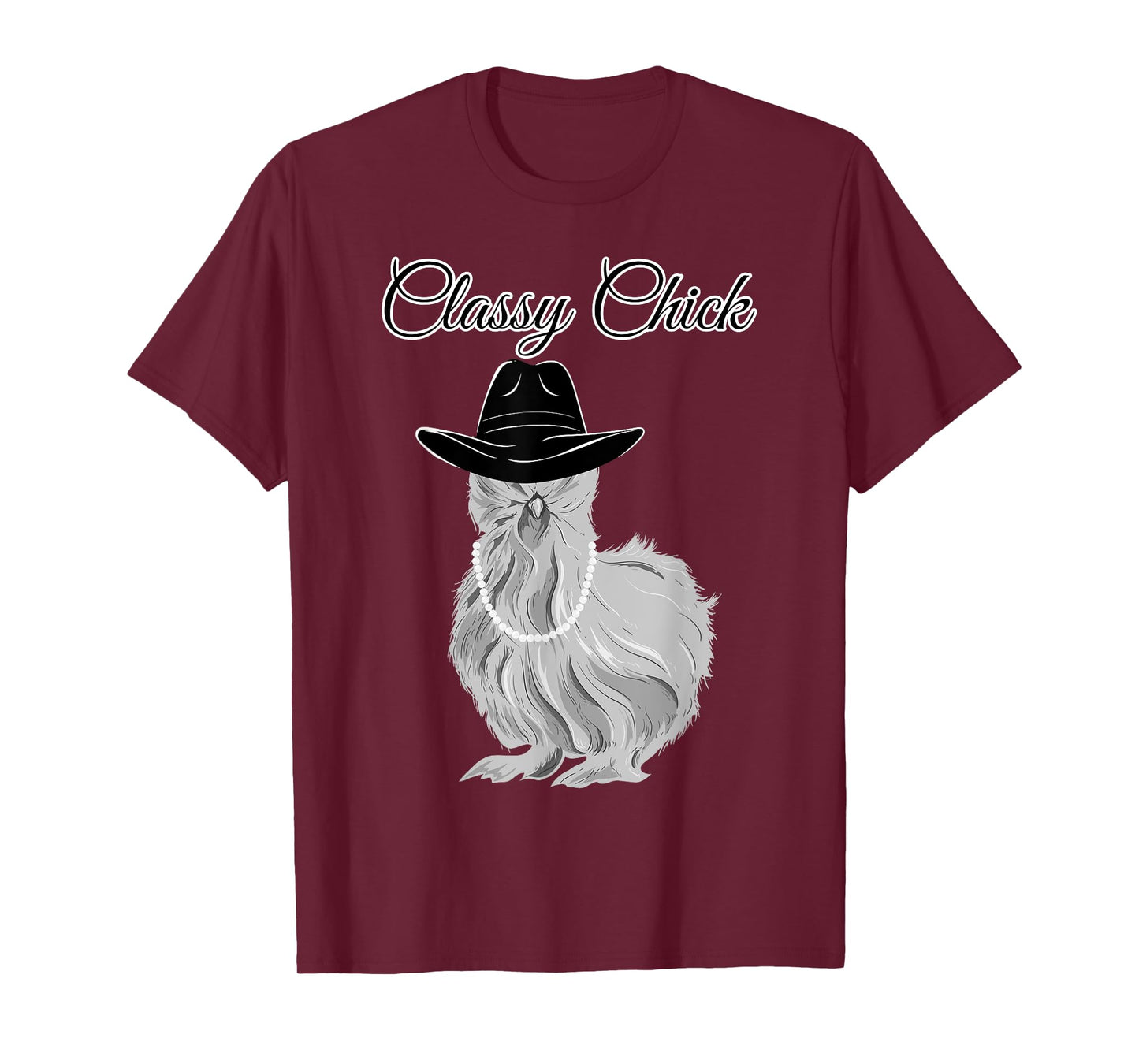 Silkie Silky Chicken Classy Chick Wearing Cowgirl Hat Funny T-Shirt