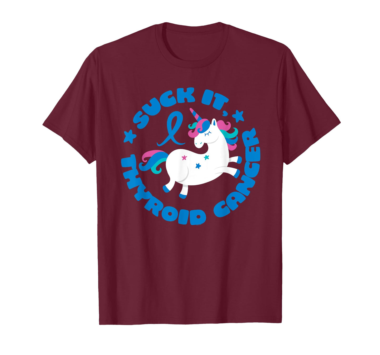 Unicorn Suck It Thyroid Cancer Fighter Survivor Awareness T-Shirt