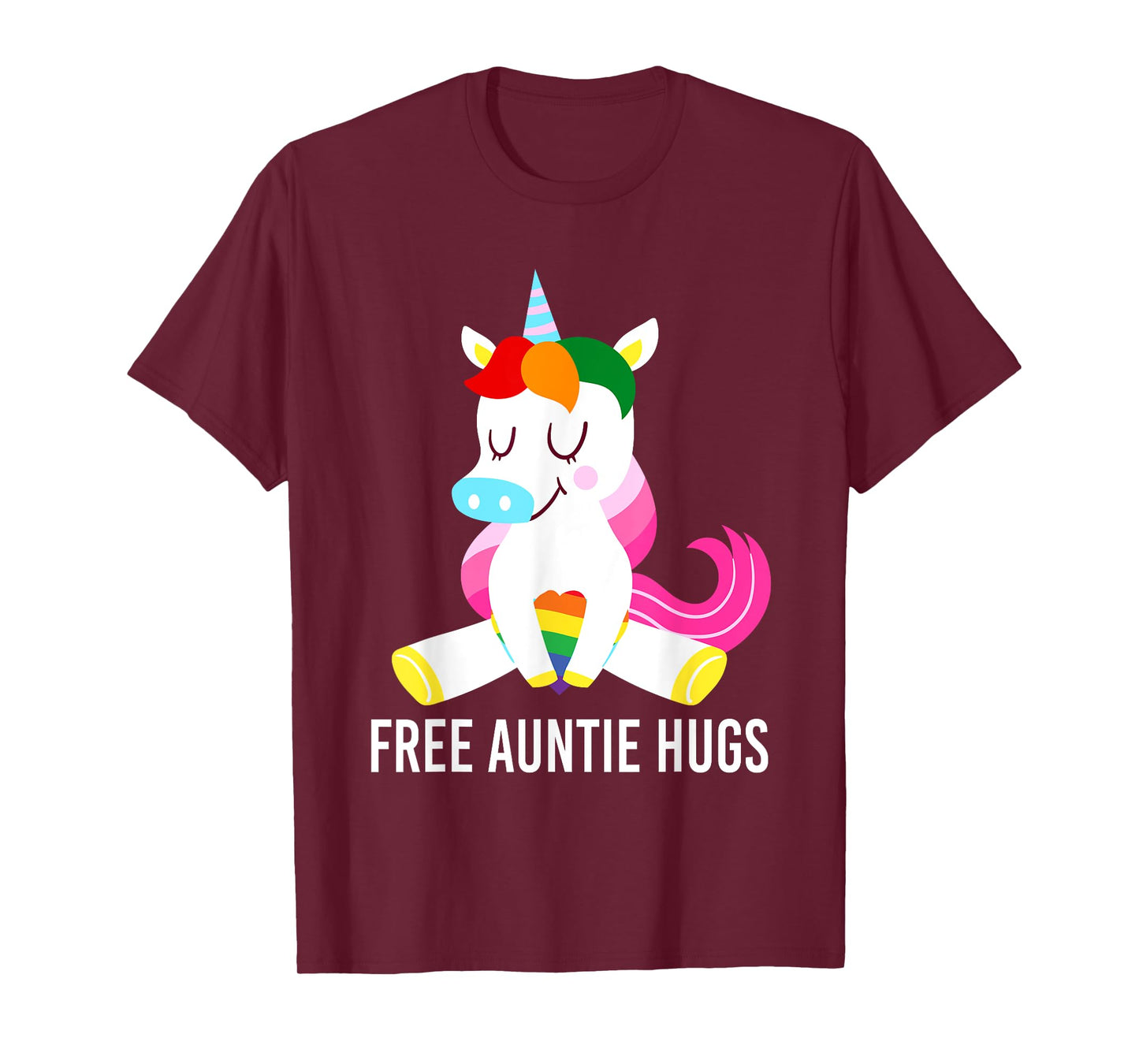 Free Auntie Hugs Unicorn Rainbow Flag LGBT Gay Pride Month T-Shirt
