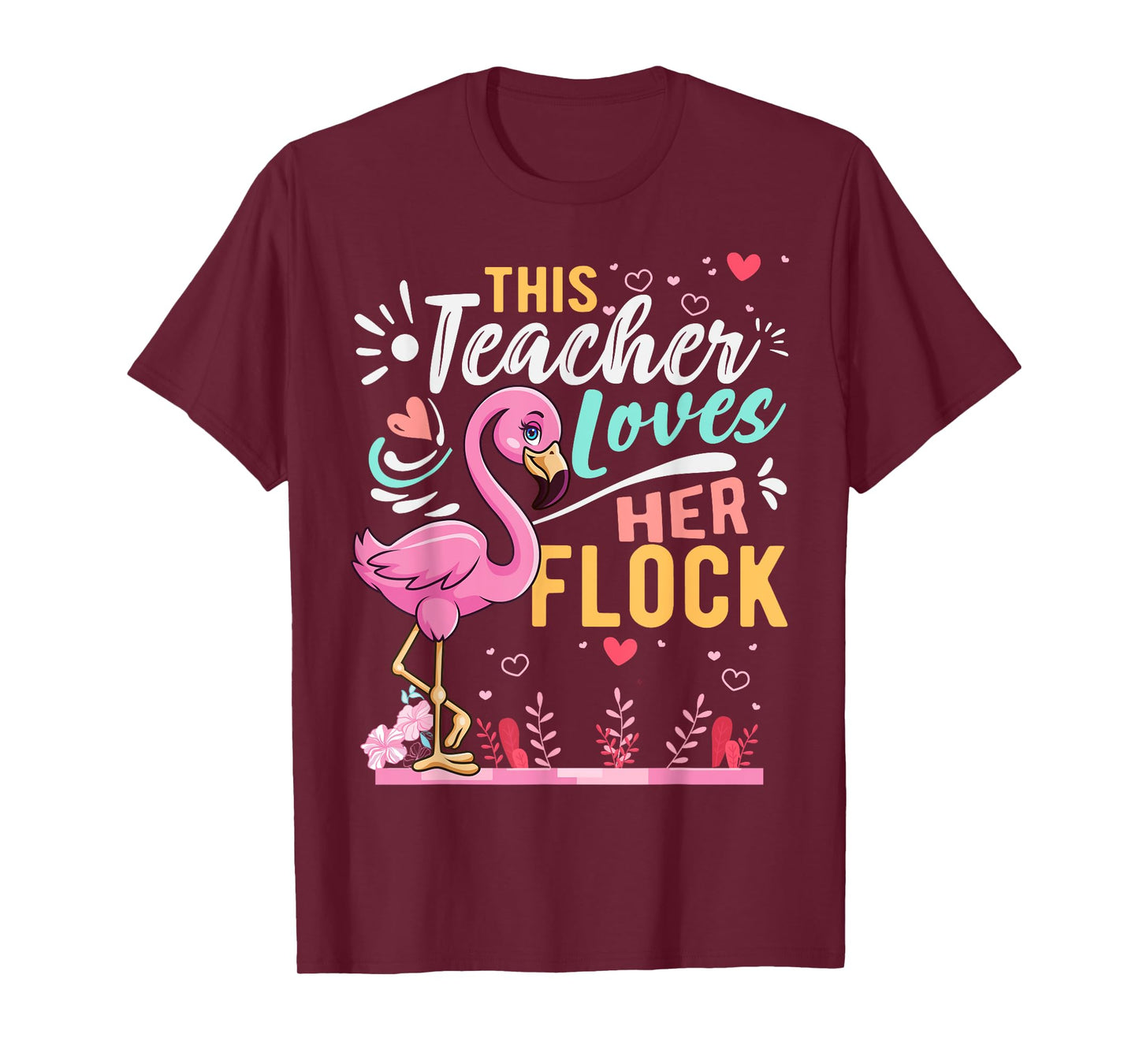 This Teacher Loves Her Flock Flamingo Teacher Back To School T-Shirt