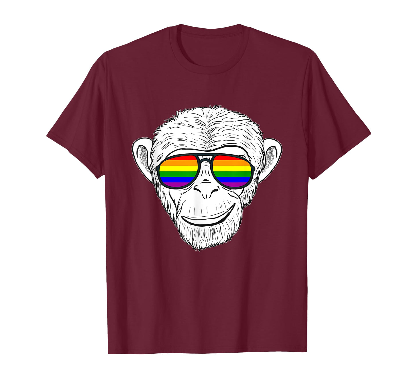 Monkey Chimp With Rainbow Sunglasses Rainbow Monkey T-Shirt