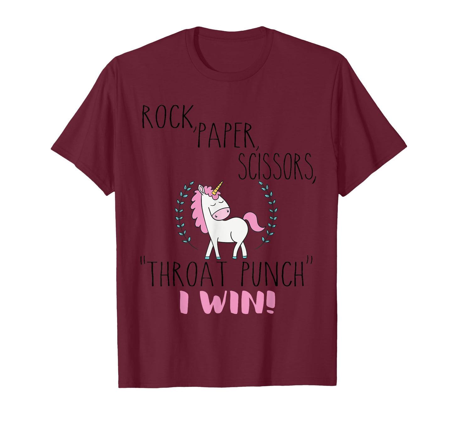 Funny Unicorn Rock Paper Scissors Throat Punch I Win T-Shirt
