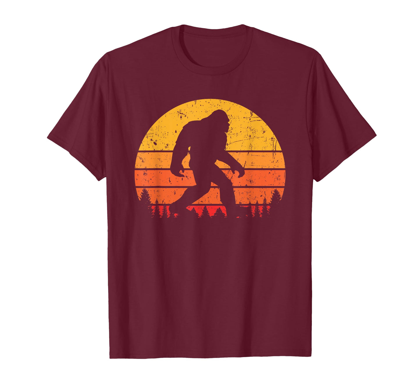 Bigfoot Sasquatch Yeti Retro Vintage Sunset Distressed T-Shirt