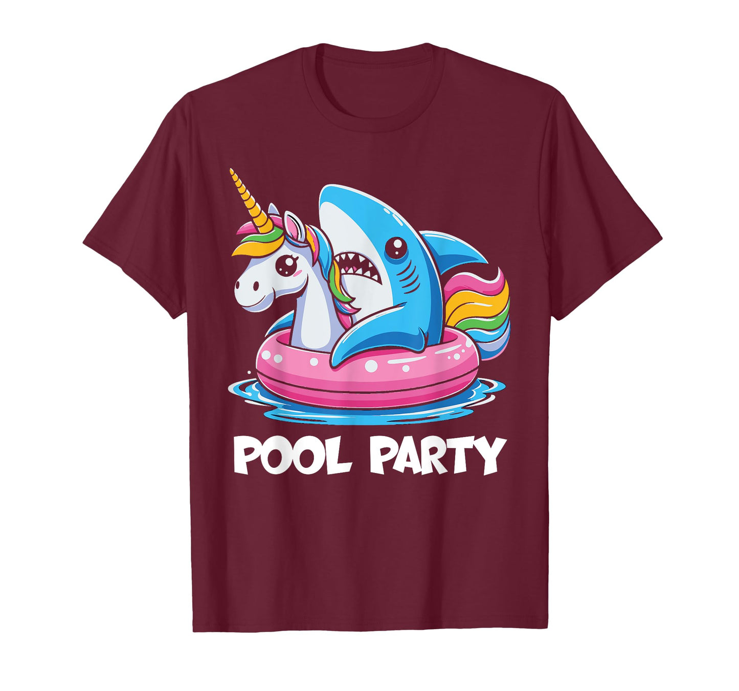 Pool Party Funny Shark And Unicorn Swimming Summer T-Shirt for Men Women Kids