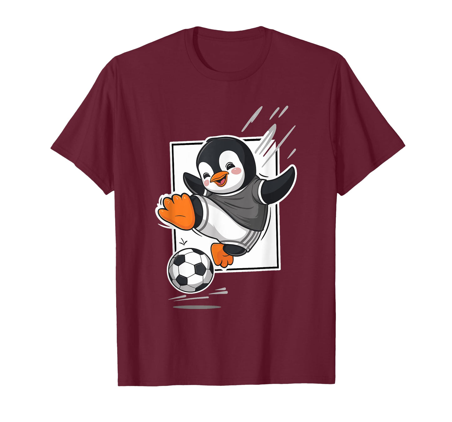 Penguin Playing Soccer Kicking Football Cute Cartoon Penguin T-Shirt