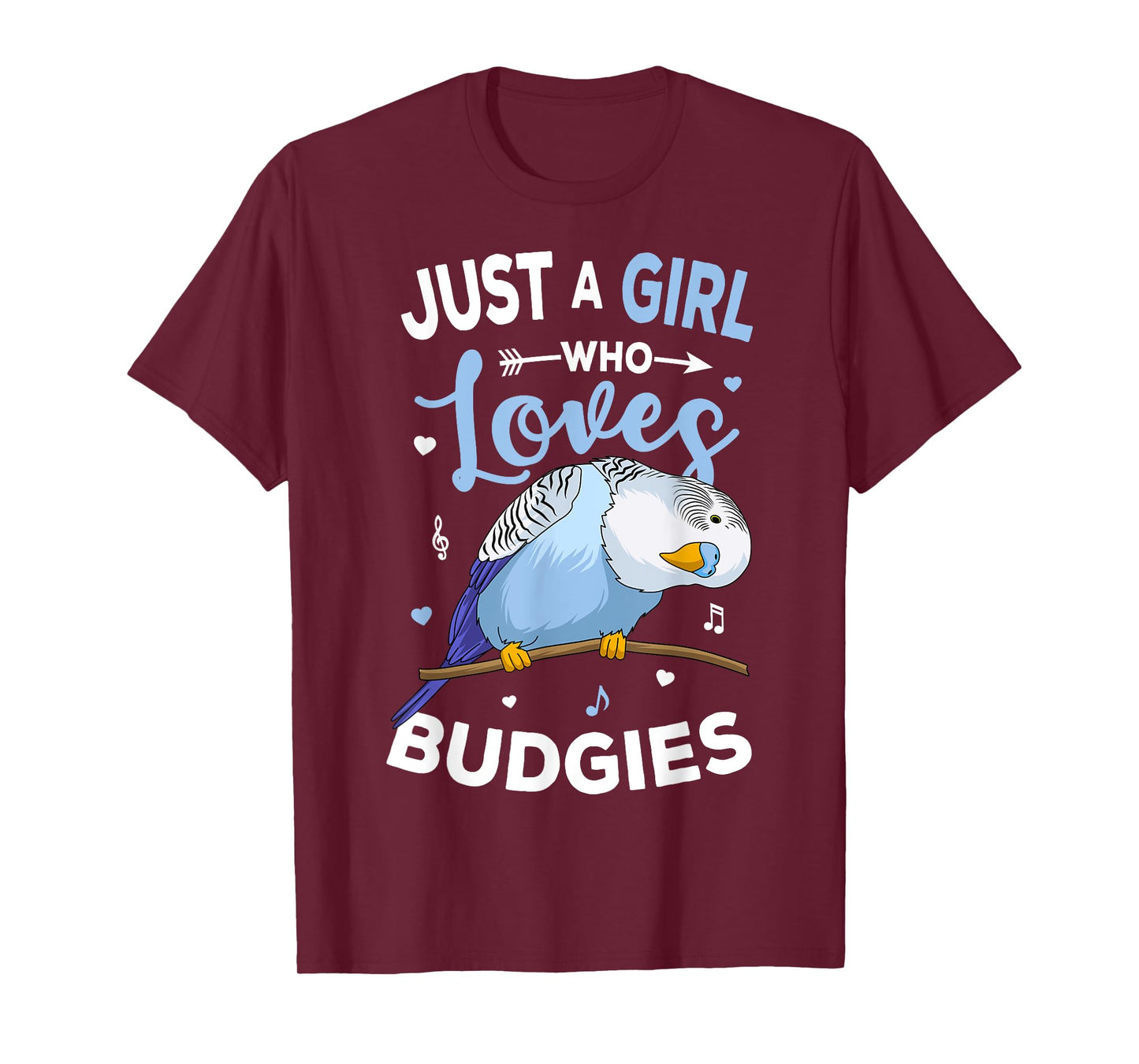 Just A Girl Who Loves Budgies Blue Parakeet Budgerigar Girls T-Shirt