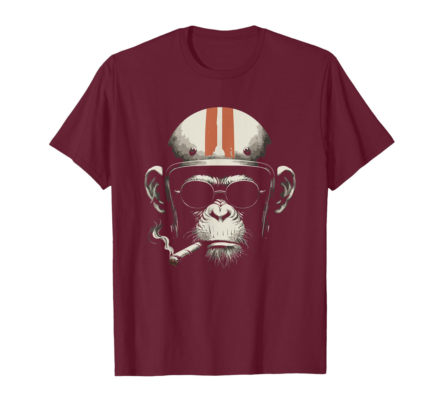 Cigar smoking monkey retro vintage motorcycle biker helmet T-Shirt