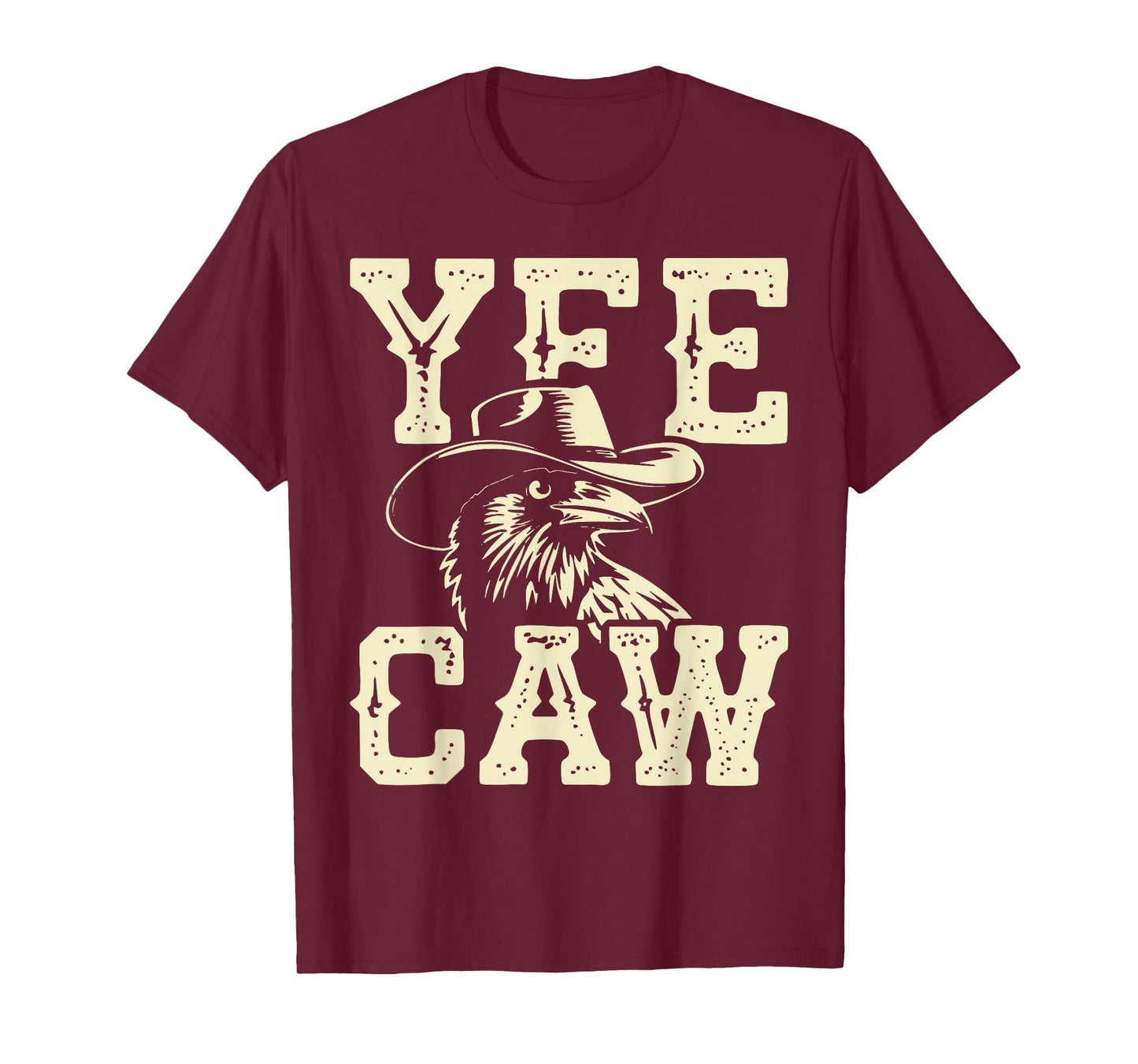 Vintage Crow Cowboy Hat Yee Caw Funny Western Crow Lover T-Shirt