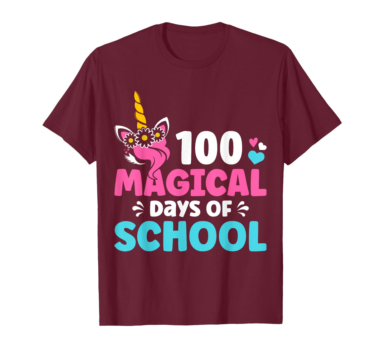 100th Day of Kindergarten For Girls 100 Magical Days Unicorn T-Shirt